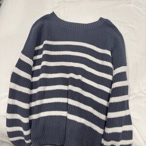 Striped Navy and White Women's Sweater Hollister